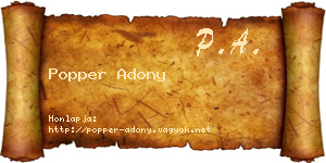 Popper Adony névjegykártya